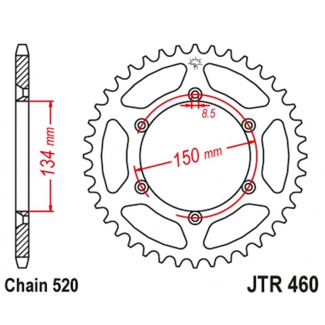 JT ZĘBATKA TYLNA 489 52 KAWASAKI KX/KXF '84-20 (48952JT) (ŁAŃC. 520) (48952JT)