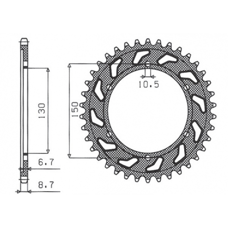 SUNSTAR ZĘBATKA TYLNA 860 38 YAMAHA XJR 1200/1300 95-01 (JTR859.38) (ŁAŃC. 530) (86038JT)