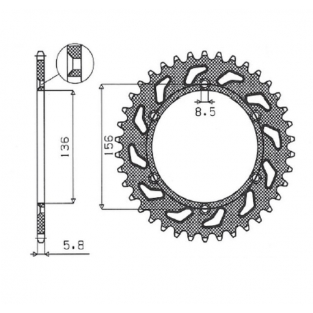 SUNSTAR ZĘBATKA TYLNA ALUMINIOWA (ERGAL) 702 50 HUSQVARNA SM 610 (08-09), SUZUKI DR350 (90-03), RGV 250 (91-96) (ŁAŃC. 520) (702