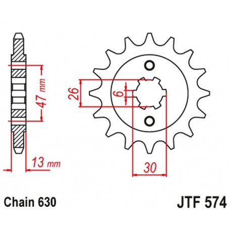 JT ZĘBATKA PRZEDNIA 574 16 YAMAHA XV 1000 '81-82', TR1 '81-85' (57416JT) (ŁAŃC. 630)