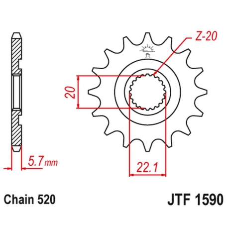 JT ZĘBATKA PRZEDNIA 2103 14 YAMAHA YZF 250 '01-'17, WR 250F '01-'17 (210314JT) (ŁAŃC. 520)