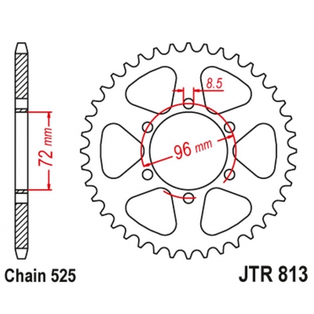 JT ZĘBATKA TYLNA SUZUKI TM 400 '71-75, TS 250 '75-83, TS 400 '72-77 (JTR813,40) (ŁAŃC. 525)