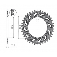 SUNSTAR ZĘBATKA TYLNA 4366 38 DUCATI MONSTER 1000 '03-'05 (JTR745.38) (ŁAŃC. 525) (436638JT)