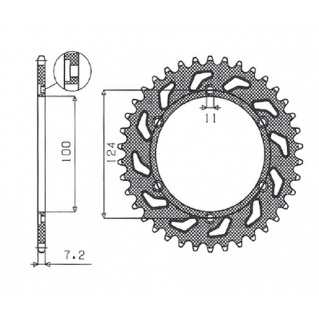 SUNSTAR ZĘBATKA TYLNA 4366 38 DUCATI MONSTER 1000 '03-'05 (JTR745.38) (ŁAŃC. 525) (436638JT)