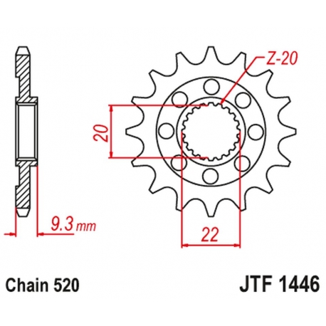 JT ZĘBATKA PRZEDNIA 2146 13 KAWASAKI KXF 250 '06-'17 (214613JT) (ŁAŃC. 520)