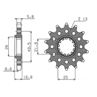 SUNSTAR ZĘBATKA PRZEDNIA 2093M 14 KAWASAKI ZX6R '03-'06 (JTF1307.14) (ŁAŃC. 520) (2093M14JT)