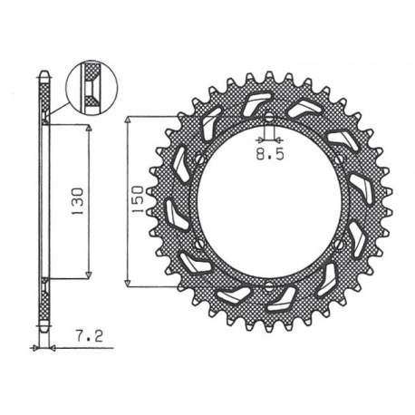 SUNSTAR ZĘBATKA TYLNA 4374 51 HONDA XLR 125R '98-'02 (JTR1249.51) (ŁAŃC. 428) (437451JT)