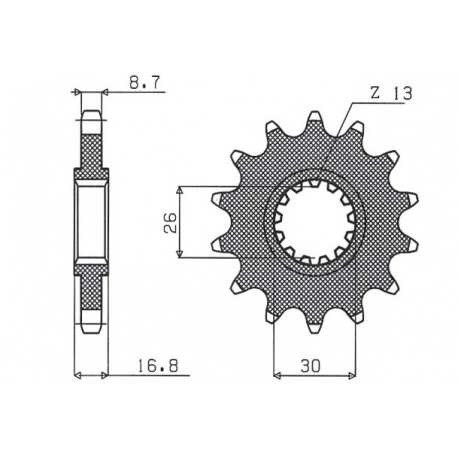 SUNSTAR ZĘBATKA PRZEDNIA 347 16 HONDA CBR 1000RR '04-'16, CBF 1000, CBR 900/929/954 (JTF333.16) (ŁAŃC. 530) (34716JT)