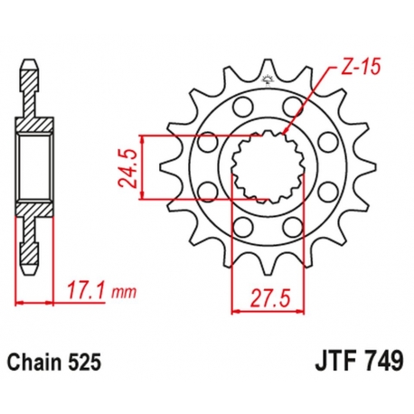 JT ZĘBATKA PRZEDNIA 2249 14 DUCATI PANIGALE 1199/1299 '12-'19 (224914JT) (ŁAŃC.525)