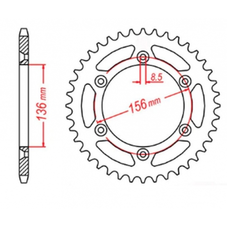 MTX PARTS ZĘBATKA TYLNA 702 45 HUSQVARNA TE 410 '99-'00, TE 610 '99-'09, SMR 450/630 '03-'04, SUZUKI DR 350 '90-'03 (JTR822.45) 