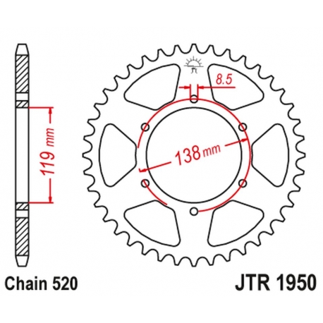 JT ZĘBATKA TYLNA 213 50 HUSABERG FC/FE/MX 350/400/499/501/600 '92-99' (21350JT) (ŁAŃC.520) - WYCOFANA Z OFERTY