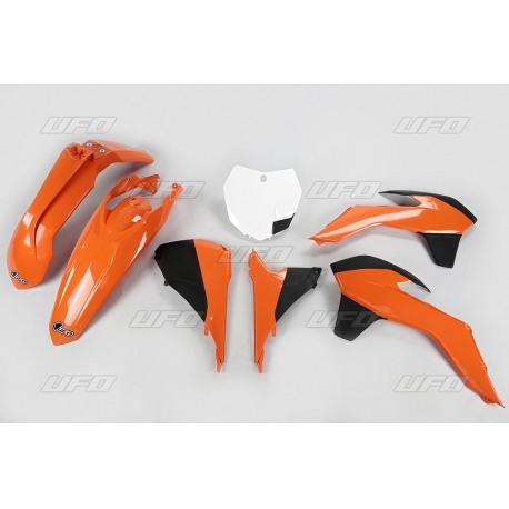 UFO KOMPLET PLASTIKÓW KTM SX/SXF '13-'15, SX 250 '16, KOLOR OEM '13-'14 (POMARAŃCZOWY/CZARNY/BIAŁY) (KT515E999)