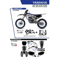 UFO KOMPLET PLASTIKÓW YAKIT321001 PLUS KOMPLET NAKLEJEK (OKLEIN) YAMAHA YZF 250 '19-'22 YZF 450 '18-'22 W ZESTAWIE PRZEDNIA TAB