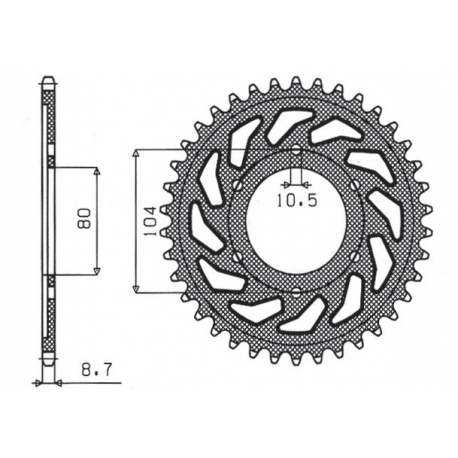 SUNSTAR ZĘBATKA TYLNA 488 44 KAWASAKI ZX9R (94-97), ZZR1200 (02-05) (JTR488.44) (ŁAŃC. 530) (48844JT)