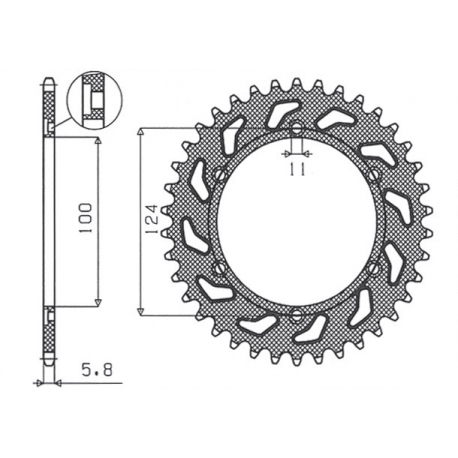 SUNSTAR ZĘBATKA TYLNA 1027 39 DUCATI 750SS '91-'98, 900 '92-'98 (JTR735.39) (ŁAŃC. 520) (102739JT)