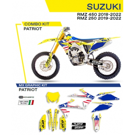 UFO KOMPLET NAKLEJEK (OKLEIN) SUZUKI RMZ 250 '19-'22 RMZ 450 '18-'22 PATRIOT KOLOR ŻÓŁTY - WYPRZEDAŻ