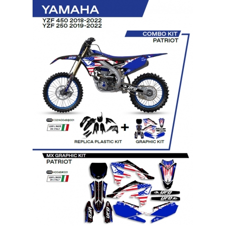 UFO KOMPLET PLASTIKÓW YAKIT321001 PLUS KOMPLET NAKLEJEK (OKLEIN) YAMAHA YZF 250 '19-'22 YZF 450 '18-'22 W ZESTAWIE PRZEDNIA TAB