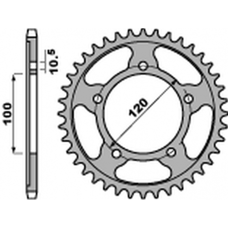 PBR ZĘBATKA TYLNA 4447 42 C45 APRILIA RSV 4RF '15-'17, RSV4 RR '16-'17, TUONO 1000/1100 '06-'15 (JTR713.42) (ŁAŃC.525) (STD.)