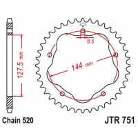 JT ZĘBATKA TYLNA 4320M 40 ALUMINIOWA (ERGAL) DUCATI MONSTER 800 S2R '05-'07, HYPERMOTARD 950 '19-'23, BIPOSTO 748/S '95-'03 (ŁAŃ