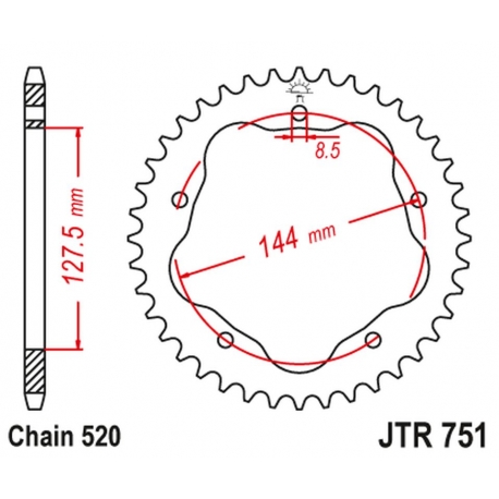 JT ZĘBATKA TYLNA 4320M 40 ALUMINIOWA (ERGAL) DUCATI MONSTER 800 S2R '05-'07, HYPERMOTARD 950 '19-'23, BIPOSTO 748/S '95-'03 (ŁAŃ