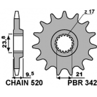 PBR ZĘBATKA PRZEDNIA 342 13 HONDA CR 250 '88-'07, CRF 450R/X '02-'15 CRF 250R '22-'23 (JTF284.13) (ŁAŃC. 520) (34213JT)