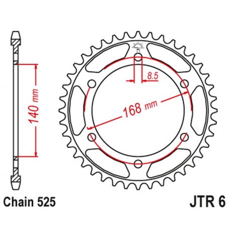 JT ZĘBATKA TYLNA 4550 42 BMW F800R (OTWÓR NA ŚRUBĘ 8,5MM) (455042JT) (ŁAŃC. 525) CZARNA