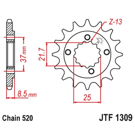 JT ZĘBATKA PRZEDNIA 350 13 HONDA XR 600R '91-'00, TRX 400EX /X '05-'14 (35013JT) (ŁAŃC. 520)