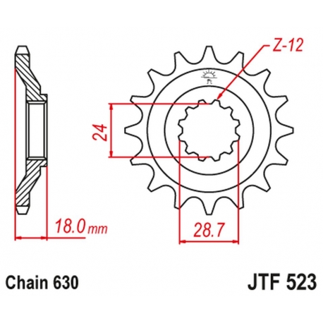 JT ZĘBATKA PRZEDNIA 524 15 KAWASAKI GPZ 1100 '83-85' (52415JT) (ŁAŃC. 630)