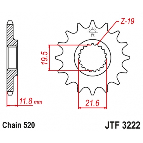 JT ZĘBATKA PRZEDNIA POLARIS 250/300/350/400/425 '89-99' (ŁAŃC. 520)