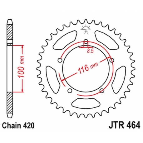 JT ZĘBATKA TYLNA 464 50 KAWASAKI KX 60 '83-03', KX 80 '83-85' (46450JT) (ŁAŃC.420)