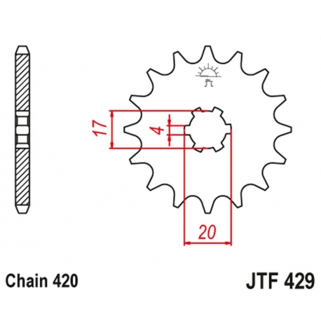 JT ZĘBATKA PRZEDNIA 249 12 SUZUKI RM 50 '81-81' (24912JT) (ŁAŃC. 420)