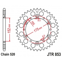 JT ZĘBATKA TYLNA 856 45 YAMAHA TT 250R '95-04, TT 600R '98-03, IT 175/200/465/490 '80-86, (85645JT) (ŁAŃC. 520)