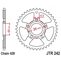 JT ZĘBATKA TYLNA 242 53 HONDA XL 125 R '82-87' (24253JT) (ŁAŃC. 428)