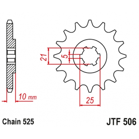 JT ZĘBATKA PRZEDNIA 506 14 KAWASAKI S1 250 '73-75' KH 250 '75-82' (50614JT) (ŁAŃC. 525) NA ZAMÓWIENIE