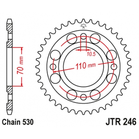 JT ZĘBATKA TYLNA 246 36 HONDA CB 400N '79-'80(24636JT) (ŁAŃC.530)