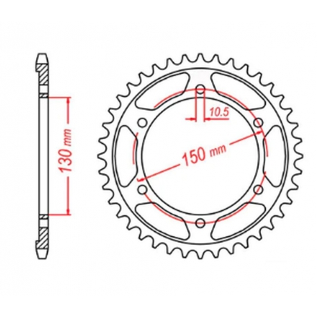 MTX PARTS ZĘBATKA TYLNA 300 46 YAMAHA FZ 8 '10-'15 (JTR300.46) (ŁAŃC. 525) (39P/42P)