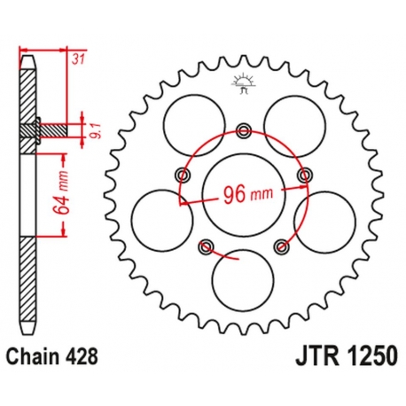 JT ZĘBATKA TYLNA JTR1250 56 HONDA NX 125 '89-90' (JTR1250.56)*(ŁANC428) NA ZAMÓWIENIE