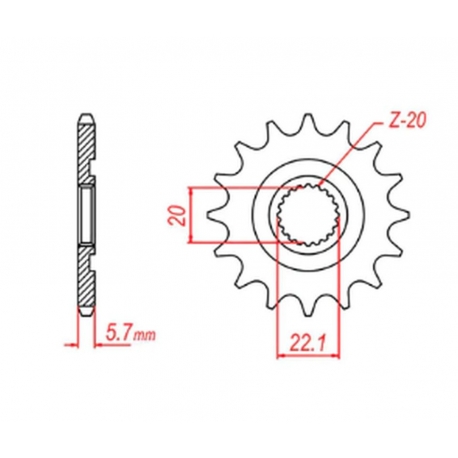 MTX PARTS ZĘBATKA PRZEDNIA 2103 12 YAMAHA YZF 250 '01-'17, WR 250F '01-'17 (JTF1590.12) (ŁAŃC. 520) (JTF1590.12)