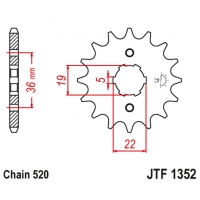 JT ZĘBATKA PRZEDNIA 337 14 HONDA TRX 250/300 '87-09', CR 250 '82-85', CR500 '84-85' (33714JT) (ŁAŃC. 520)