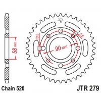 JT ZĘBATKA TYLNA 279 42 HONDA VT 125C '99-'07 (27942JT) (ZAMIENNA Z 4668 42 JTR273.42) (ŁAŃC. 520)