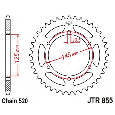 JT ZĘBATKA TYLNA 866 46 YAMAHA XTZ 750 89-98 (3LD) (86645JTZBK) (ŁAŃC. 520) KOLOR CZARNY