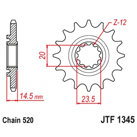 JT ZĘBATKA PRZEDNIA Z GUMĄ HONDA CRF 450 L-K '19 (JTF1345.13RB)* (ŁAŃC. 520)