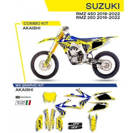 UFO KOMPLET NAKLEJEK (OKLEIN) SUZUKI RMZ 250 '19-'22 RMZ 450 '18-'22 AKAISHI KOLOR ŻÓŁTY - WYPRZEDAŻ