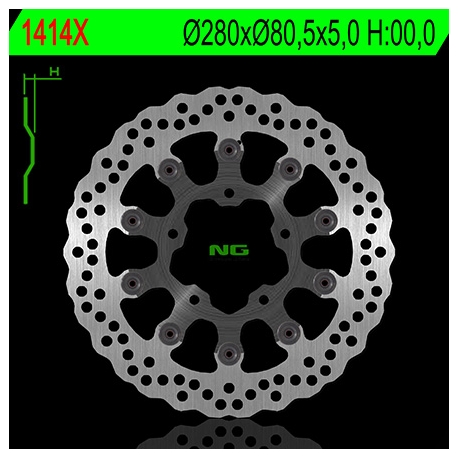 NG TARCZA HAMULCOWA PRZÓD KAWASAKI ZX6R / 6RR / 636 '03-'04 (280X80,5X5,0) (5X10,5MM)