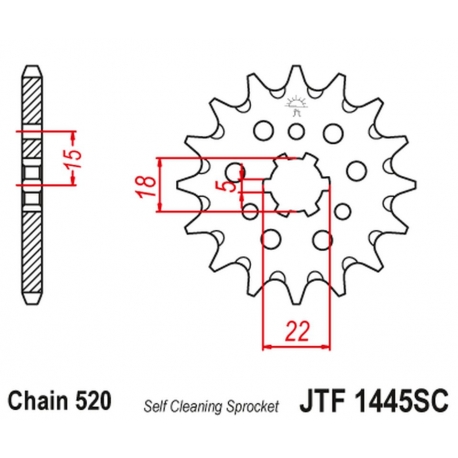 JT ZĘBATKA PRZEDNIA 423 13 KAWASAKI KX 125 '94-'07 SAMOOCZYSZCZAJĄCA (42313JT) (ŁAŃC. 520)