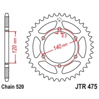 JT ZĘBATKA TYLNA 475 42 KAWASAKI KL 250 '79-05', KV 250 '85-86' (47542JT) (ŁAŃC520)