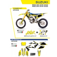 UFO KOMPLET PLASTIKÓW SUKIT418102 PLUS KOMPLET NAKLEJEK (OKLEIN) SUZUKI RMZ 250 '19-'22 RMZ 450 '18-'22 W ZESTAWIE PRZEDNIA TAB