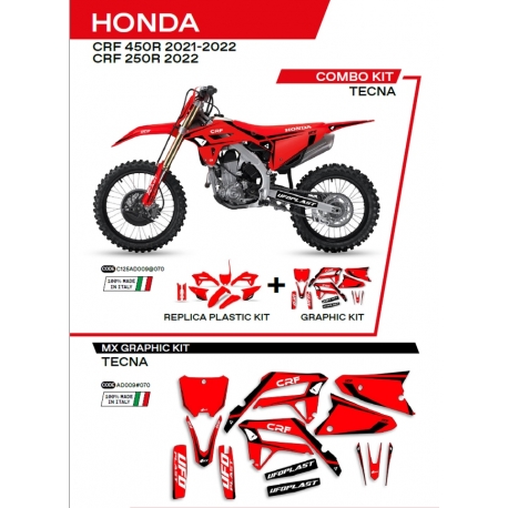 UFO KOMPLET PLASTIKÓW HOKIT125070 PLUS KOMPLET NAKLEJEK (OKLEIN) HONDA CRF 250R '22 CRF 450 '21-'22 W ZESTAWIE PRZEDNIA TABLICA