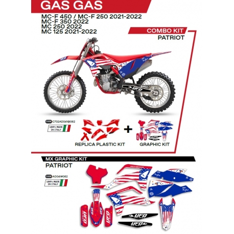 UFO KOMPLET PLASTIKÓW GGKIT702062 PLUS KOMPLET NAKLEJEK (OKLEIN) GAS GAS MC 125 '21-'22 MC 250 '22 MCF 250/350/450 '21-'22 W Z