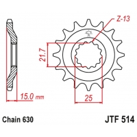 JT ZĘBATKA PRZEDNIA 528 15 KAWASAKI GPZ 750 UNITRACK '82-'89 (ZX750A1-A5) (52815JT) (ŁAŃC. 630)